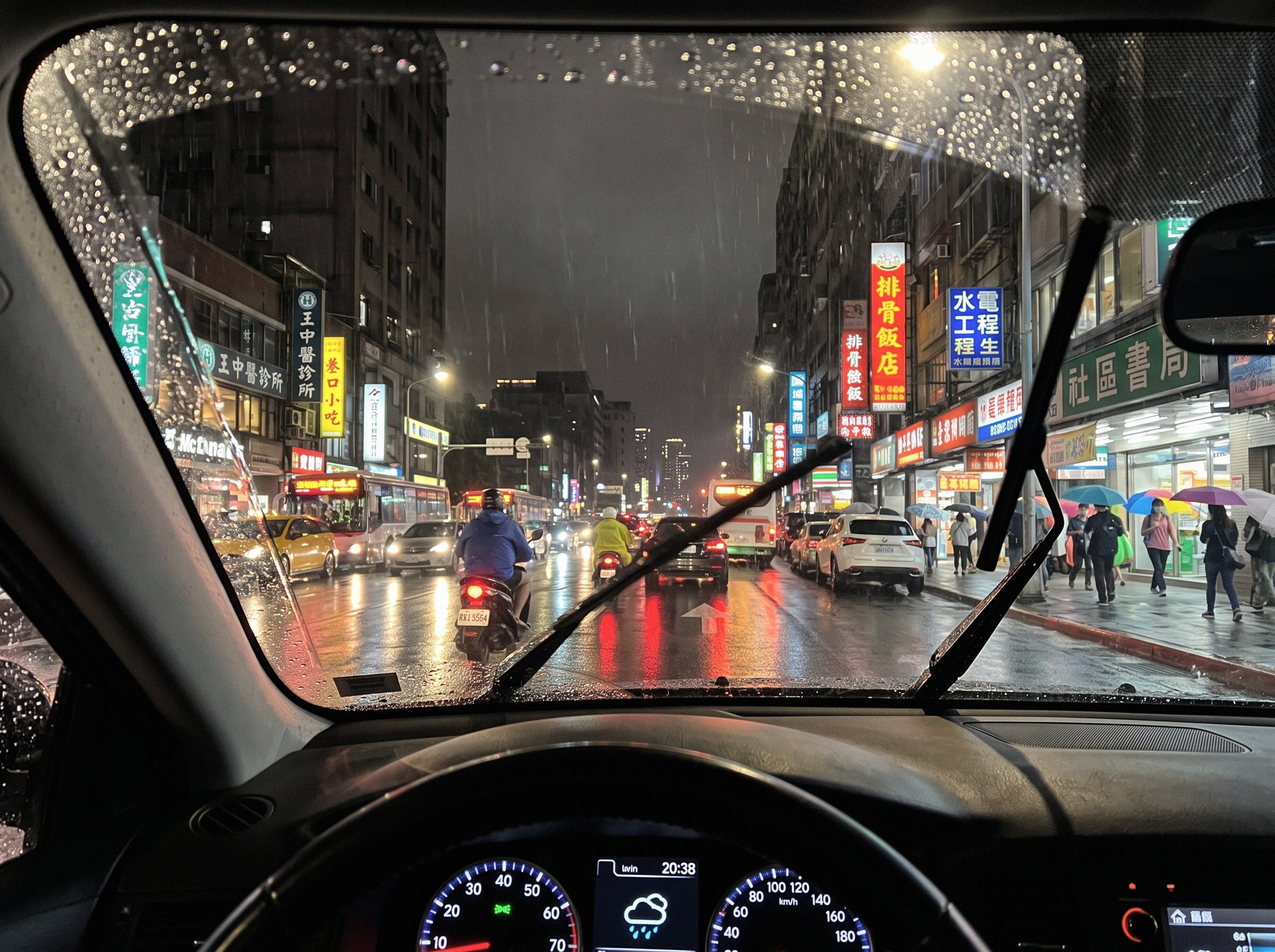 夜間暴雨會車防眩光